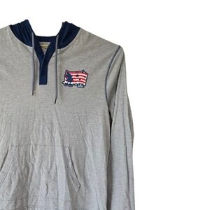 Disney Parks Mickey Mouse Pullover Hoodie XL‎ Gray Patriotic USA Stars